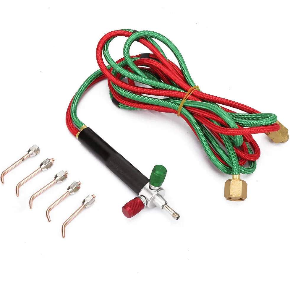 Mini Torcia a Gas Ossigeno Saldatura Acetilene Kit di Strumenti per Pistola per Saldatura 5 Pezzi Punte Ripetibili Torce per Saldatura Industriale