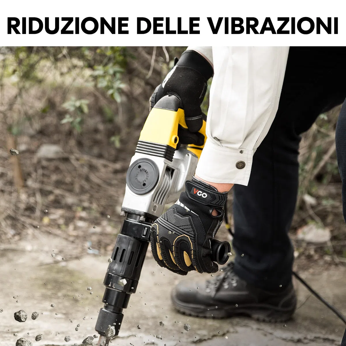 Vgo... Guanti da Lavoro Uomo Resistenti, Guanti Antivibrazione Meccanico Antiurto in Pelle, Guanti Protettivi Sicurezza Pesante Rigger Heavy Duty per Decespugliatore Camionista Edilizia, 1 paio