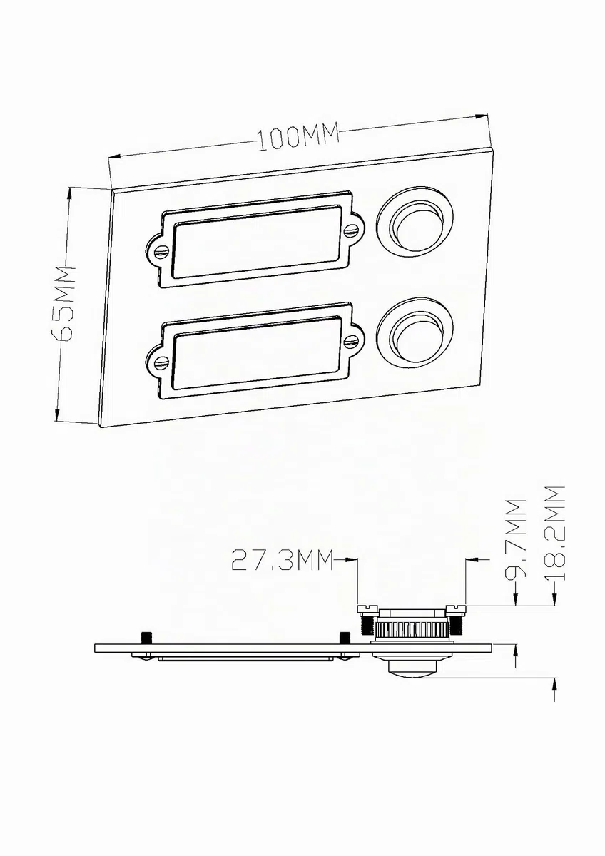 Huber campanello in acciaio inox 12507, 2x, sotto traccia, rettangolare, con targhetta per il nome