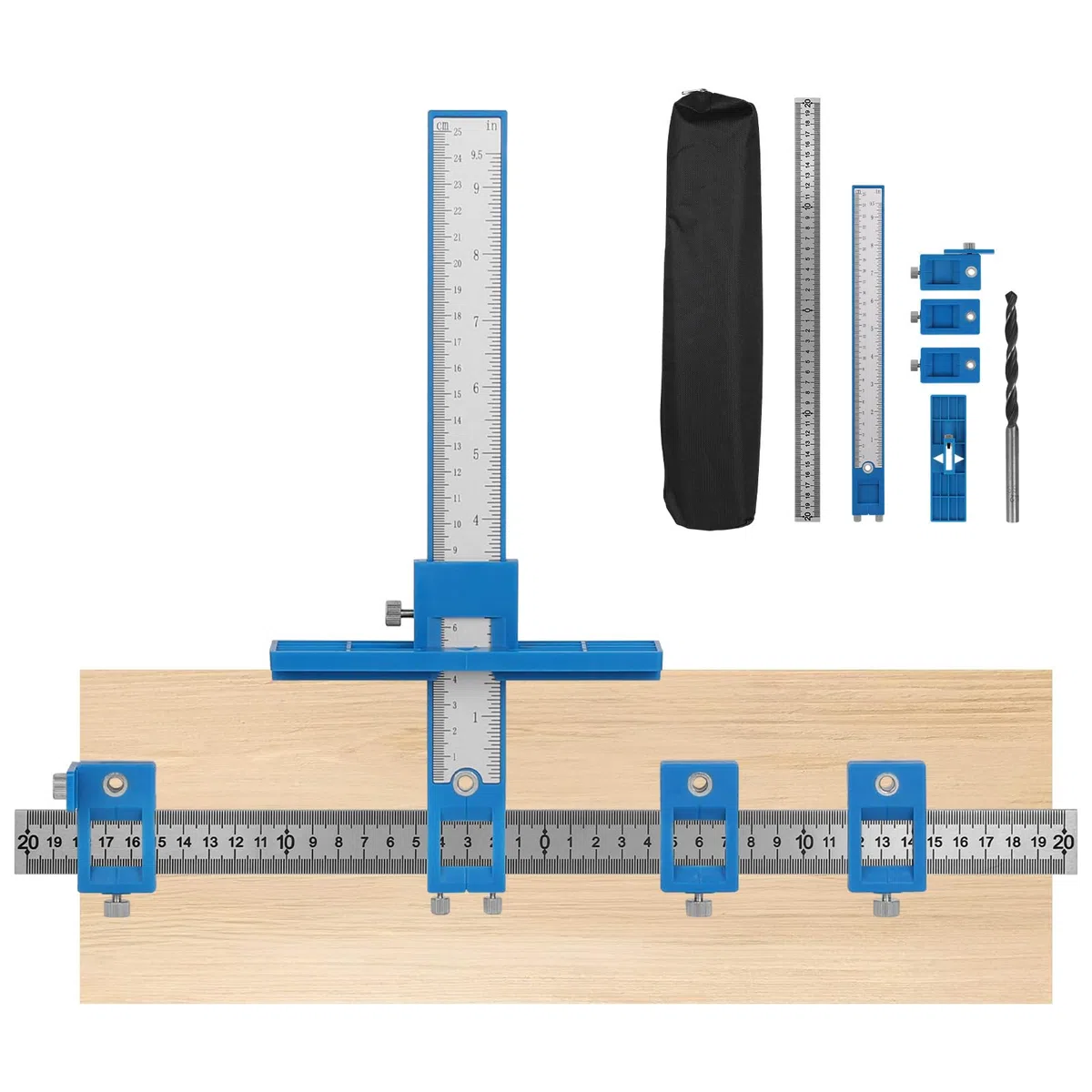 DBREAKS Punch Locator, Guida per Foratura Legno, Localizzatore di Punzoni Regolabile, Guida per Trapano Rimovibile, per Montare Pomelli Su Ante o Cassetti