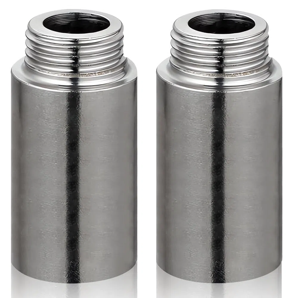 2 estensioni per rubinetto 3/4" x 100 mm, raccordo in acciaio inox, 3/4" IG x 3/4" AG, prolunga filettatura in acciaio inox, tubo di prolunga DN20, prolunga per rubinetto per installazione
