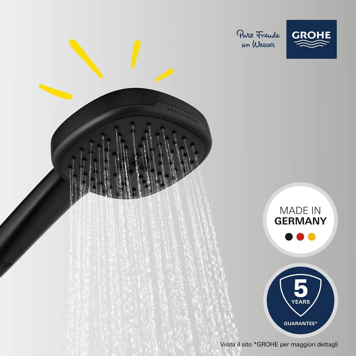 GROHE Vitalio Comfort Doccino Doccia a 2 getti, con deviatore SmartSwitch, nero opaco, 263972431