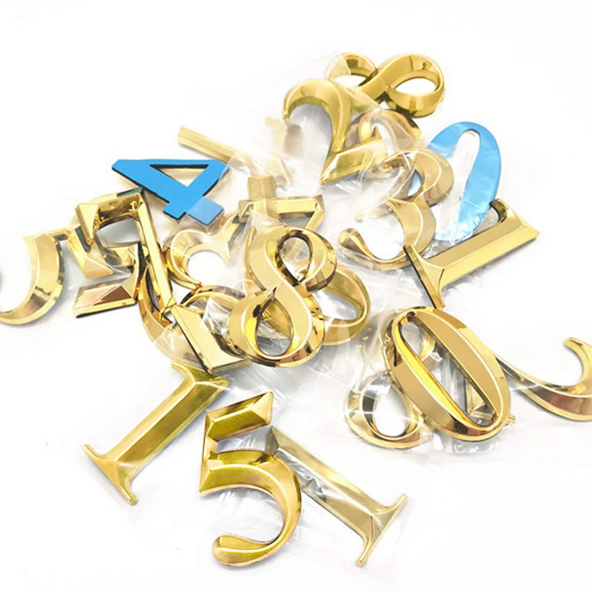 INCREWAY Numeri per indirizzi 3D, 20 pezzi, 5 cm, autoadesivi, numeri per cassetta postale 0-9 per appartamento, casa, ufficio (oro)