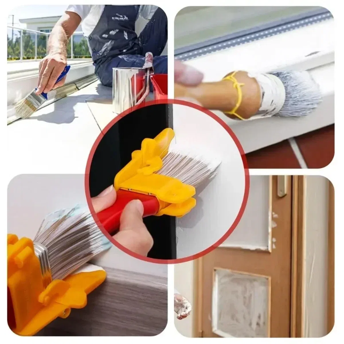 Pennello per pittura con manico per bordi nascosti, separazione dei colori, set da 1/2/3 pezzi