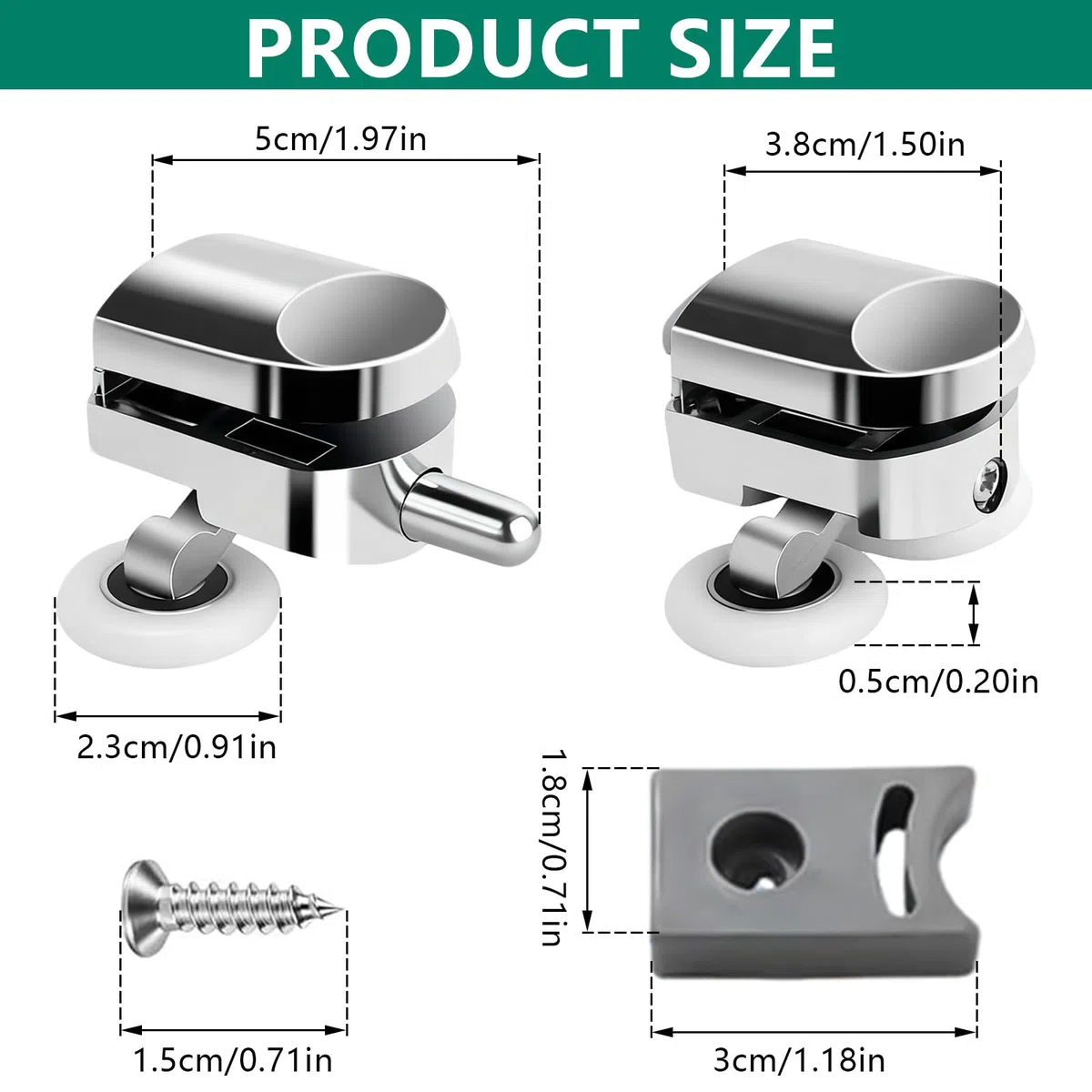 8 Pezzi Rotelle Box Doccia, Rotelle per Doccia con Doppia Porta Scorrevole 23 mm per Vetro 4-6 mm (4 Rulli Superiori + 4 Rulli Inferiori)
