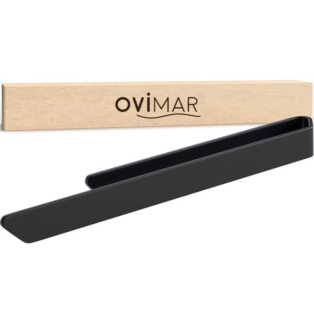 ovimar portasalviette Svenskoya Black in alluminio spazzolato | da incollare | 40 cm | design moderno e semplice | portasalviette senza foratura | per strofinacci o asciugamani in bagno o in cucina