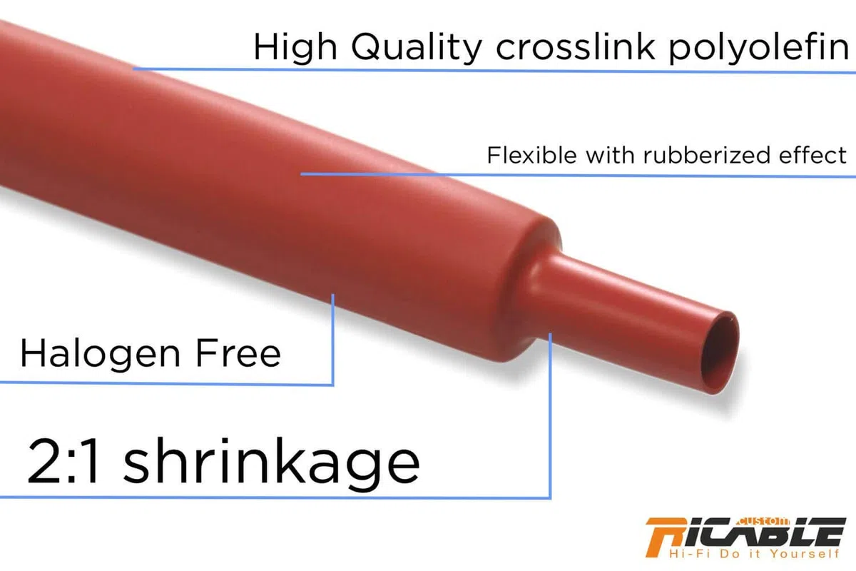 Ricable Custom R216/5 - diametro 16 mm 2:1-5 metri Guaina Termorestringente Rosso