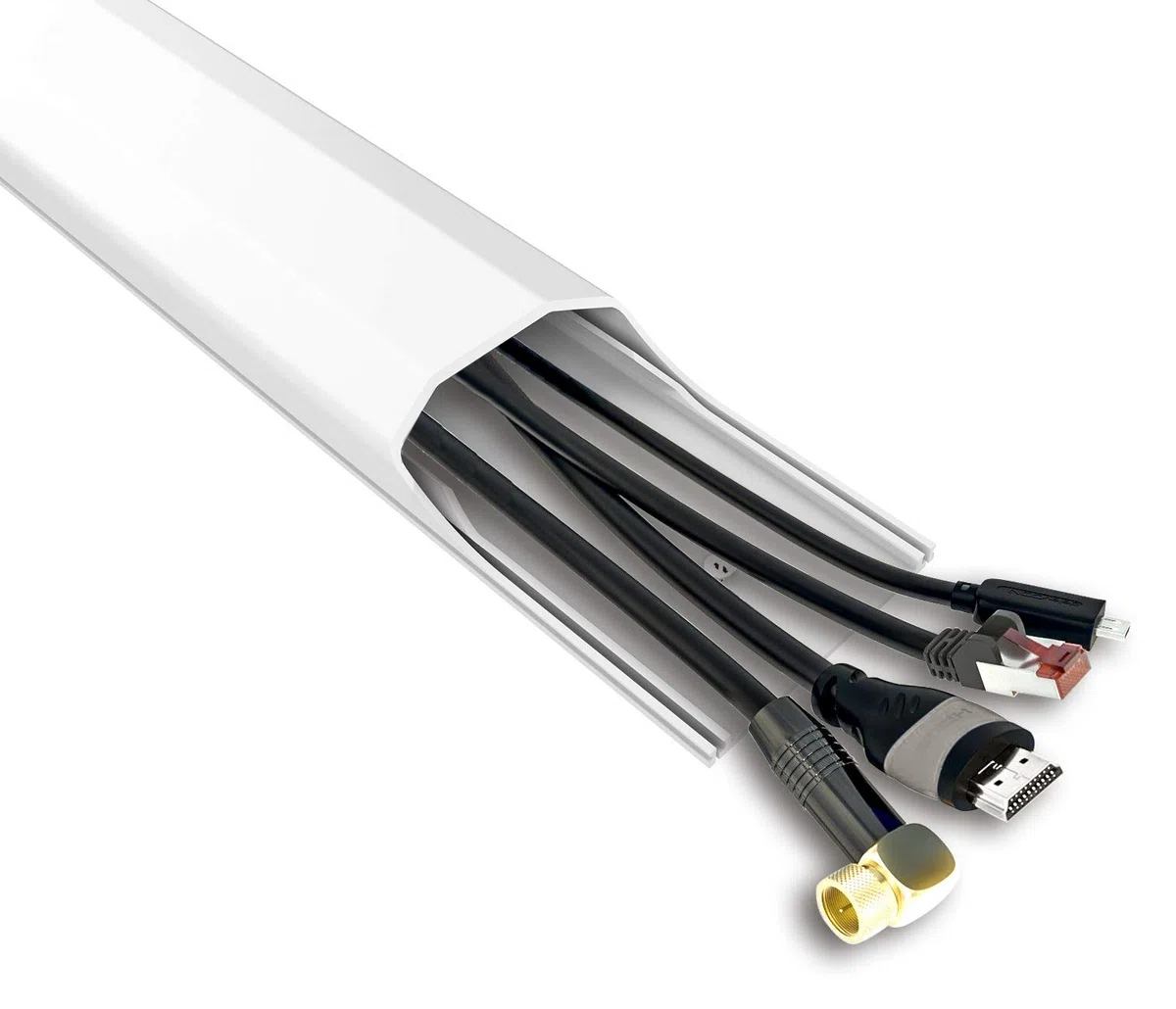 conecto CC50574 Canale per Cavi con adesivo autoadesivo o viti in PVC di alta qualità (lunghezza 100 cm, larghezza 6 cm, altezza 2 cm), bianco