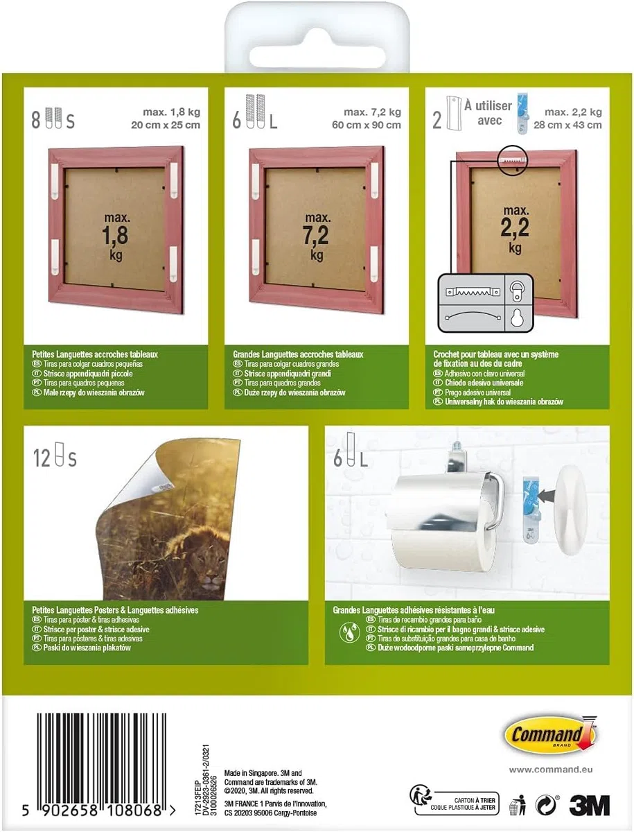 Command Kit di Fissaggio Assortito, per Appendere Quadri, Specchi, Orologi e Molto Altro Ancora