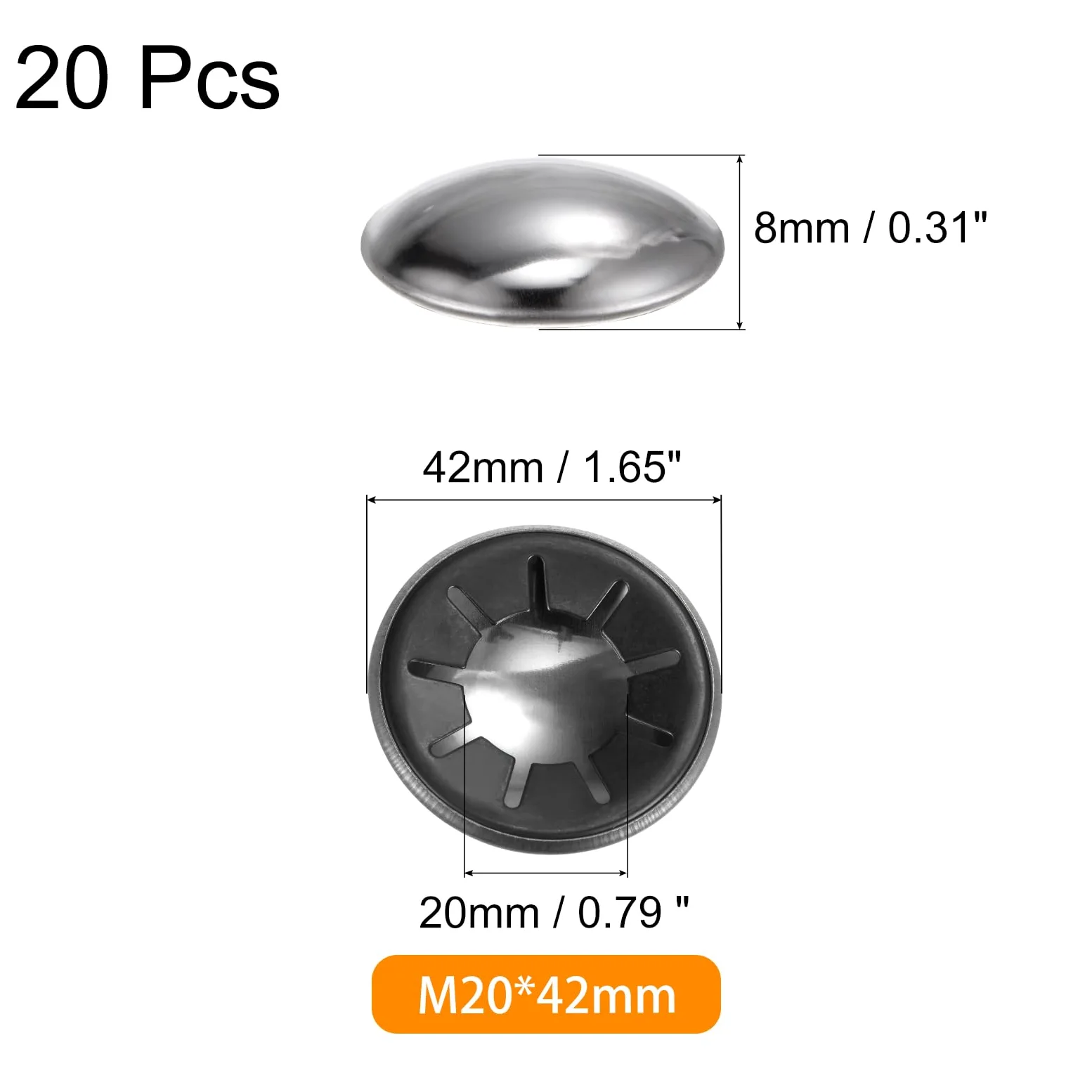 QUARKZMAN 20pz Tappi a Pressione in Acciaio 65Mn per Dadi di Bloccaggio dell'Asse 0,79 Pollici per Carrelli a Mano, Carriola da Giardino e Bidoni a Rotelle, M20 x 42mm
