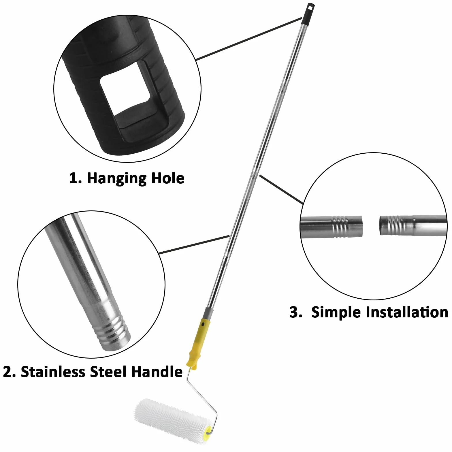 Rullo di Sfiato a Rullo, Rullo di Sfiato da 23 cm con 4 Barre di Collegamento in Acciaio Inox da 34 a 136 cm, Massa di Compensazione per lo Sfiato dei Rivestimenti del Pavimento