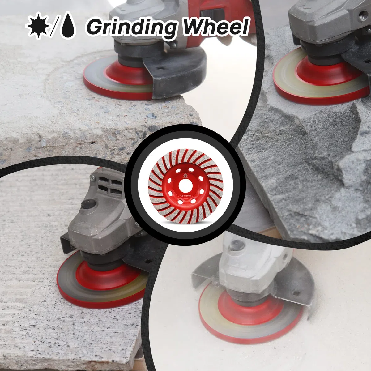 FOCSTOL Mola a Tazza Diamantata - 115mm Turbo Fila Disco Abrasivo Diamantato per Calcestruzzo Granito Marmo Muratura Pietra Artificiale per Smerigliatrice Angolare