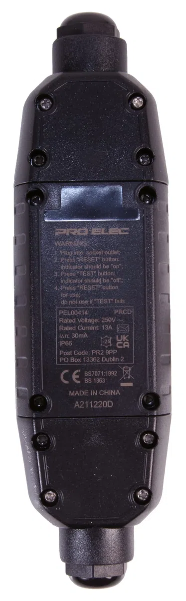 PRO ELEC PEL00414 13A Inline RCD (Ricablabile), IP66