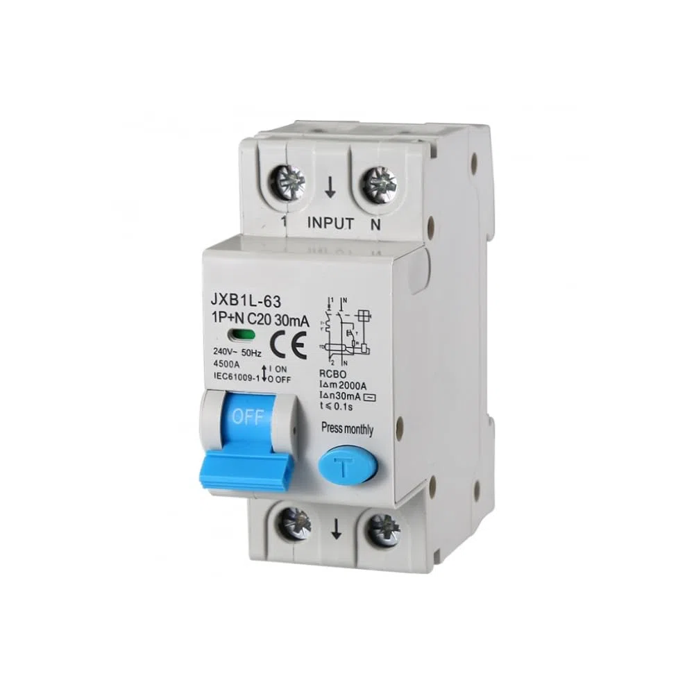 gloca Interruttore Magnetotermico Differenziale 2P 30mA 220V 4.5KA 2 Moduli DIN (20 Ampere)