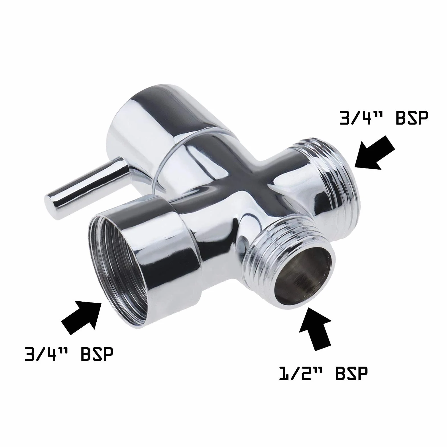 Create idea Valvola Deviatrice Cromata Per Bagno Adattatore A T Da 3/4" 1/2" BSP Per Termostato Miscelatore