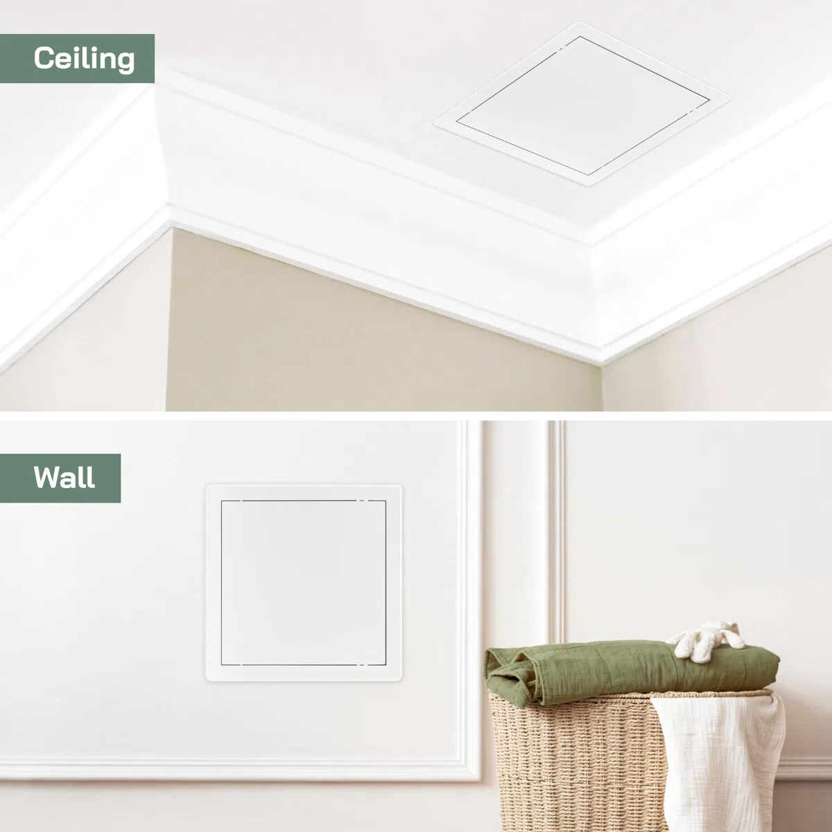 Vent Systems Pannello di Accesso in ABS Bianco, 250 x 250 mm, per Cartongesso, Pareti e Soffitti. Copertura per Fori Elettrici e Idraulici, Dimensioni Esterne 270 x 270 mm