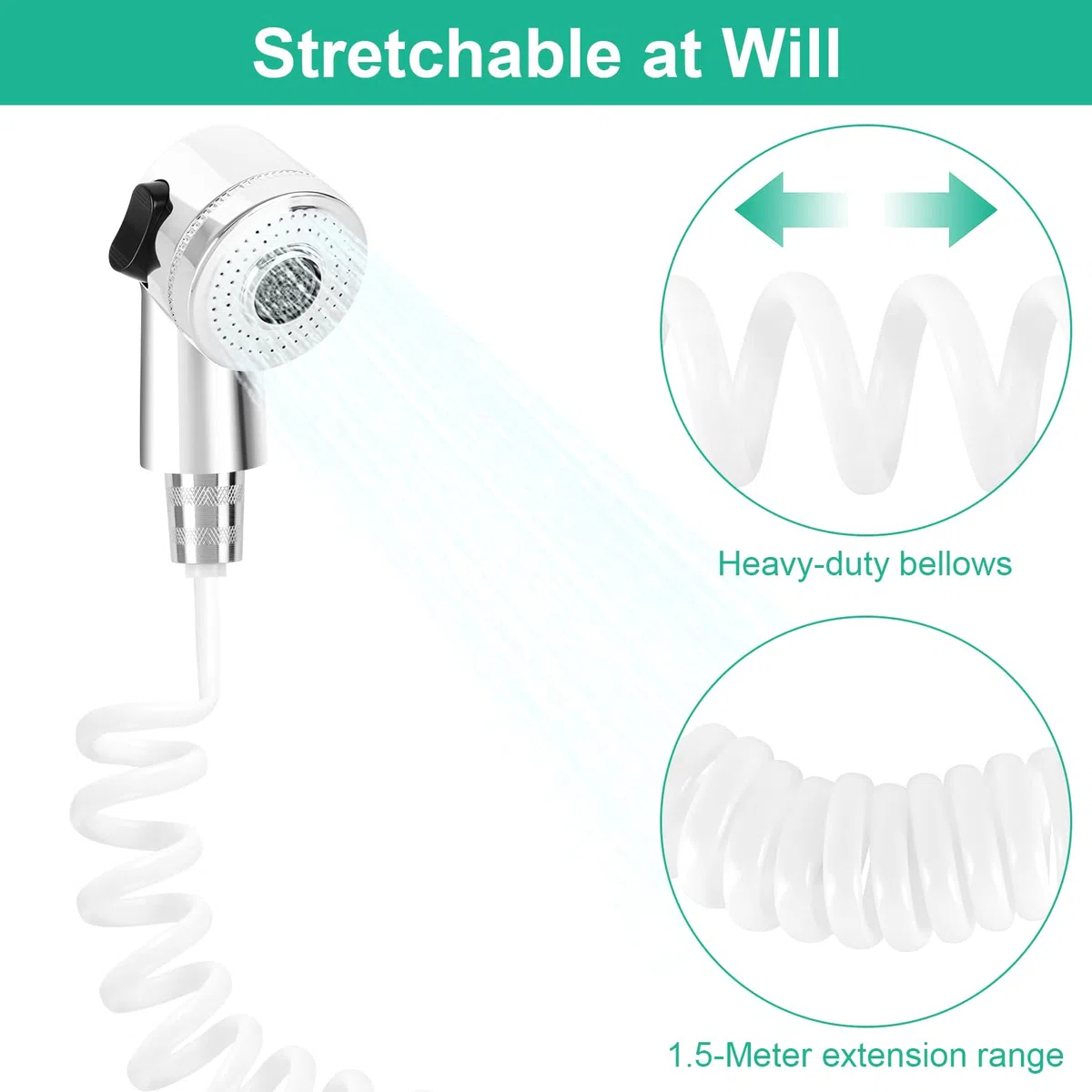 Doccetta per Lavandino, Doccino per Doccia, Soffione Doccia con 1.5m Tubo, Doccino per Bidet Bagno, Doccino Universale per Rubinetti, Perfetto per il Lavaggio dei Capelli, Animali, Cucina