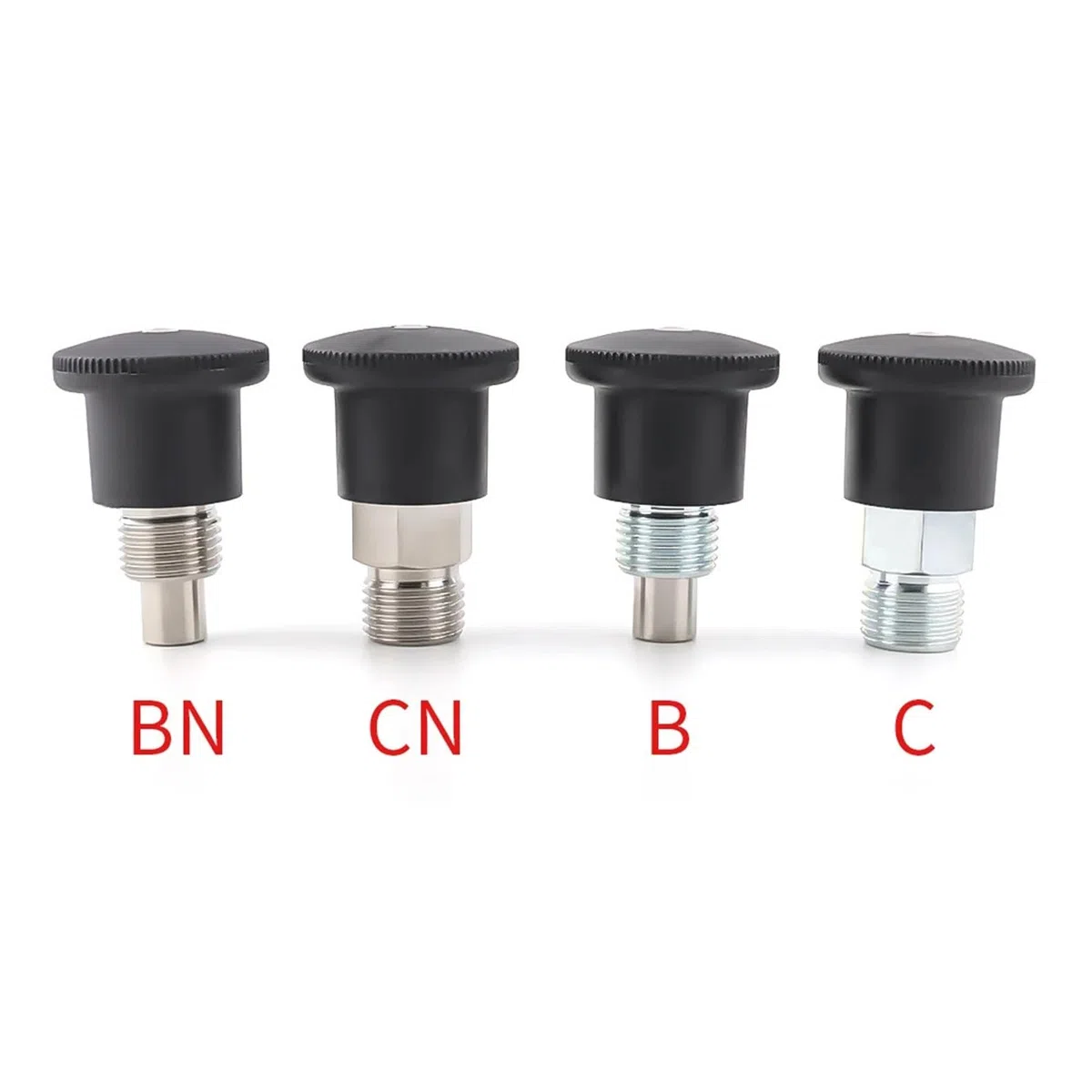 Generico Manopola in plastica nera VCN218 Corpo in acciaio inossidabile/al carbonio Perni di posizionamento for pistoncini a molla Mini pistoncini di indicizzazione con filettatura fine/grossa(Black V