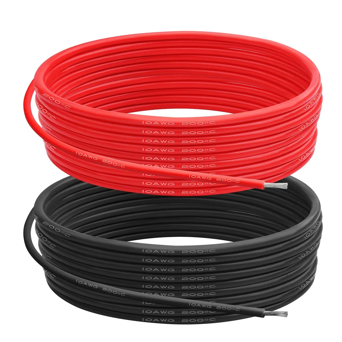 10AWG Cavo Elettrico Silicone, 10 Gauge 5.3 mm² 10m(5m Rosso + 5m Nero), Flessibile 1050 Fili 0,08 mm di Rame Stagnato Filo ad Alta Temperatura per Auto RC/Marine/Droni/Barche/Arduino
