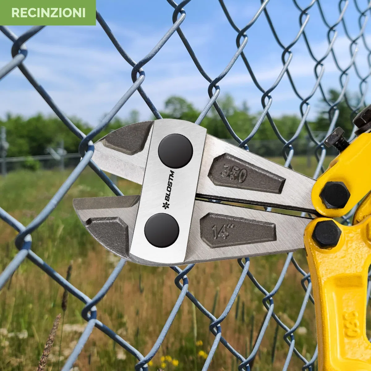 BLOSTM - Tronchese tagliabulloni resistente in acciaio inossidabile da 35,6 cm con manici ergonomici in gomma, tagliabulloni robusti per tagliare recinzioni, bulloni di macchinari, catene, lucchetti