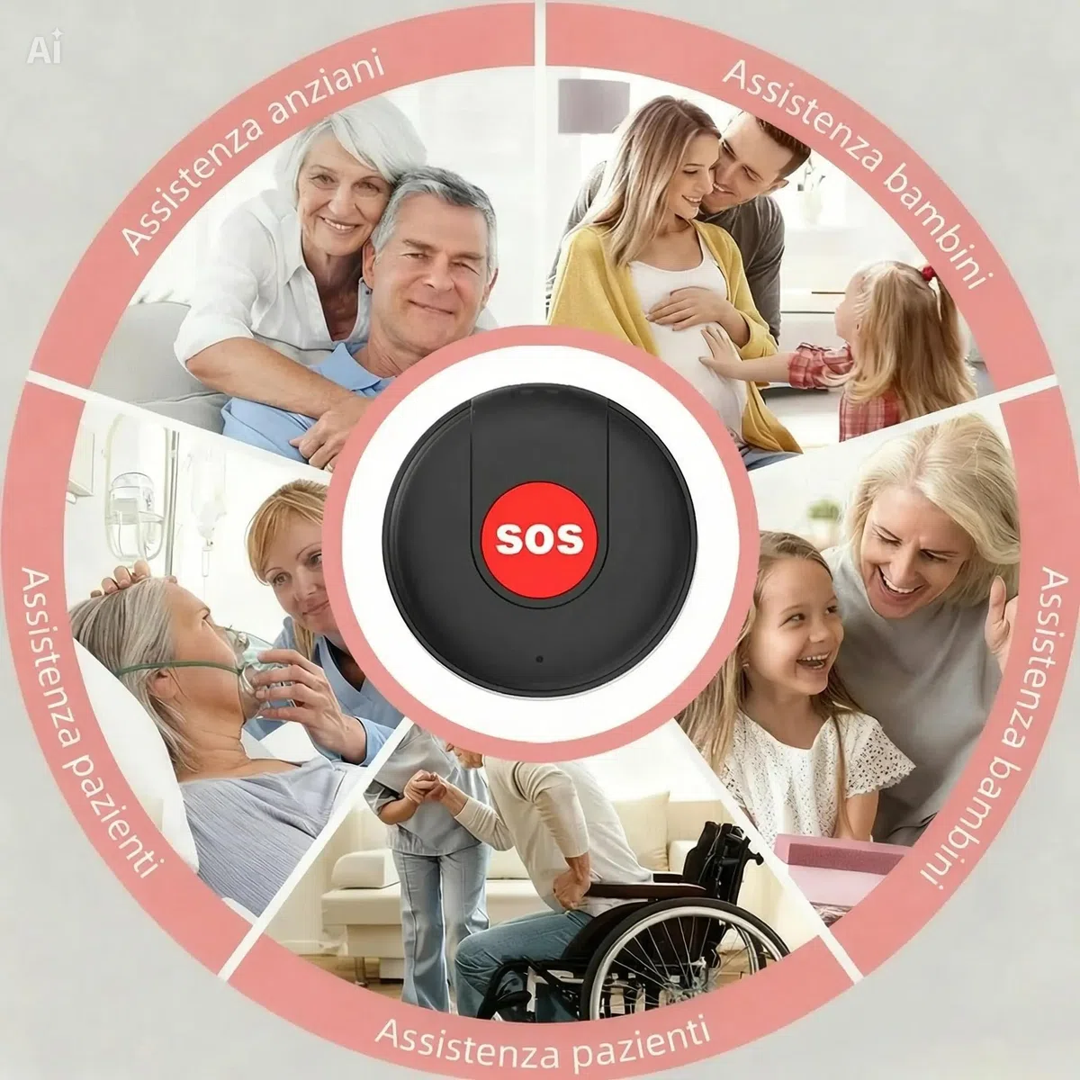 SOS Anziani e Bambini: Allarme Personale con Pulsante di Emergenza. Compatibile con APP Tuya e Smart Life. Notifica sul Telefono, Non Serve SIM. lunga autonomia. (Bianco)