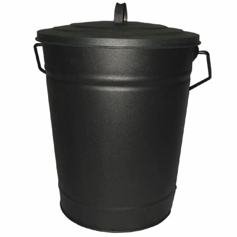 Home Discount Cenere Secchio Carbone Legno Porta Carta igienica con Coperchio, Nero