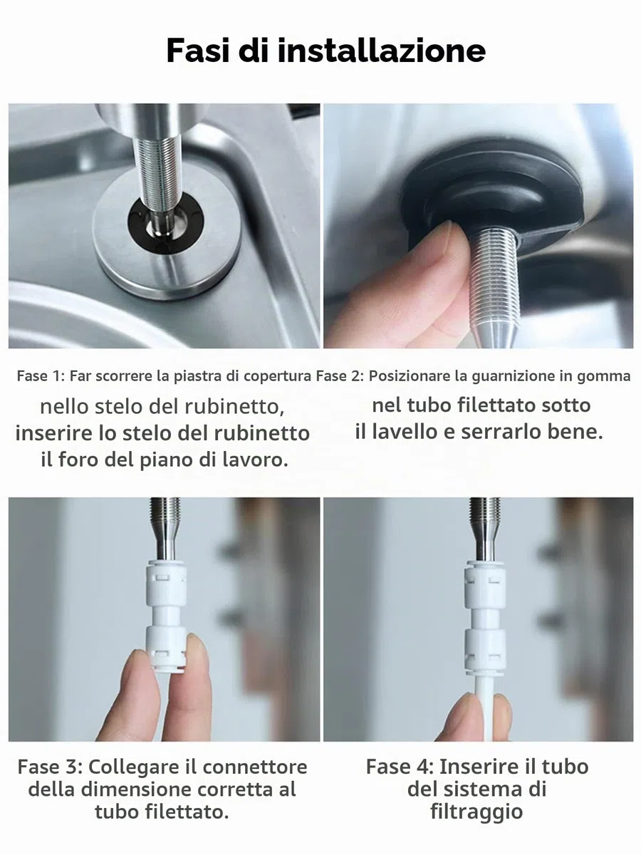 Rubinetto dell'acqua potabile, rubinetto del filtro dell'acqua senza piombo, rubinetti ad osmosi inversa facili da installare per lavello da bar della cucina, acciaio inossidabile SUS304 in