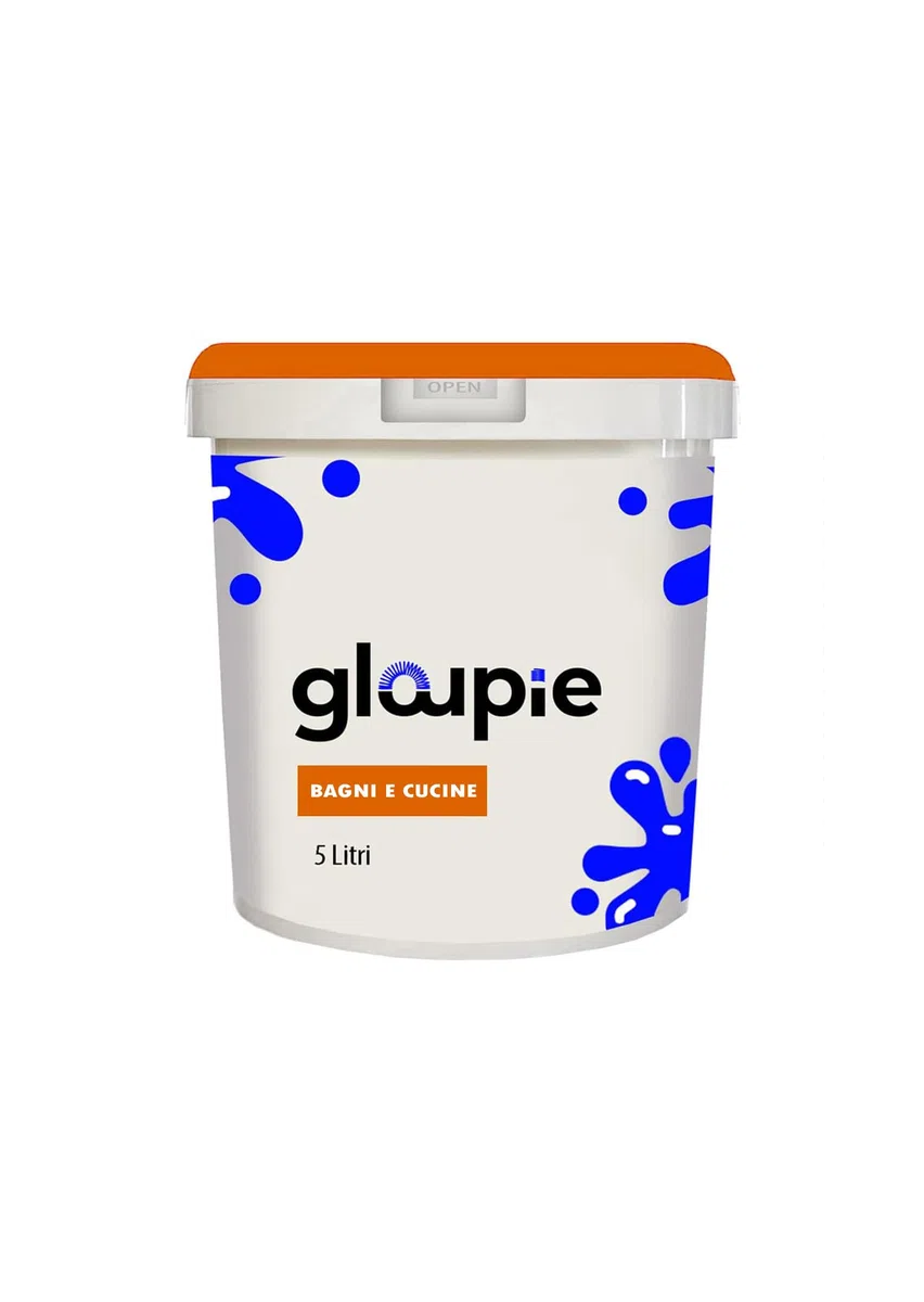 GLOUPIE BAGNI E CUCINE Pittura All'Acqua Traspirante Per Pareti Di Bagno E Cucina, 5 Litri, Bianco, Made In Italy