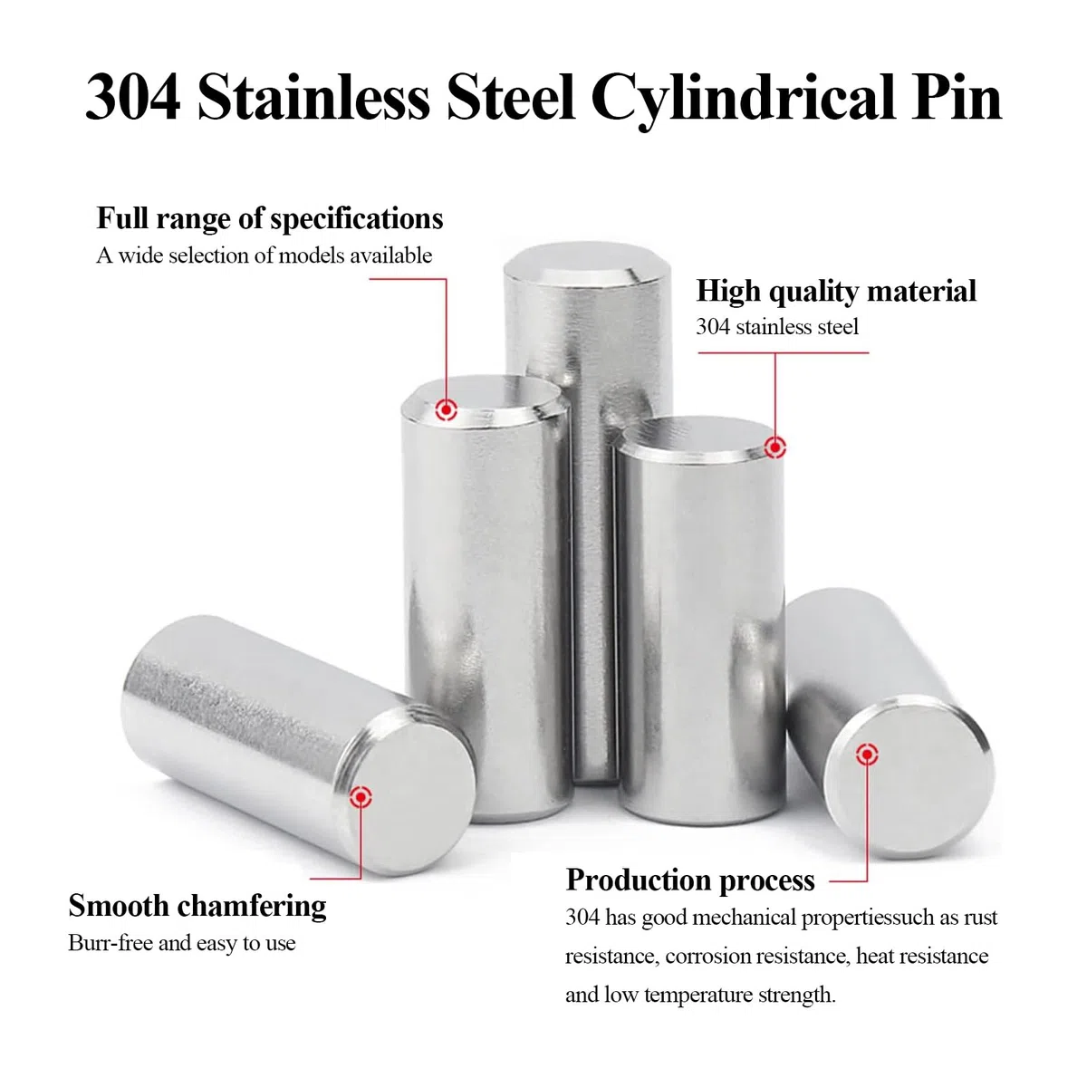 50 pezzi di barre di ancoraggio in acciaio inossidabile 304 da 3,5 mm di diametro x 25-60 mm di lunghezza, elementi di fissaggio for supporto mensola con posizionamento preciso(Length 60mm)