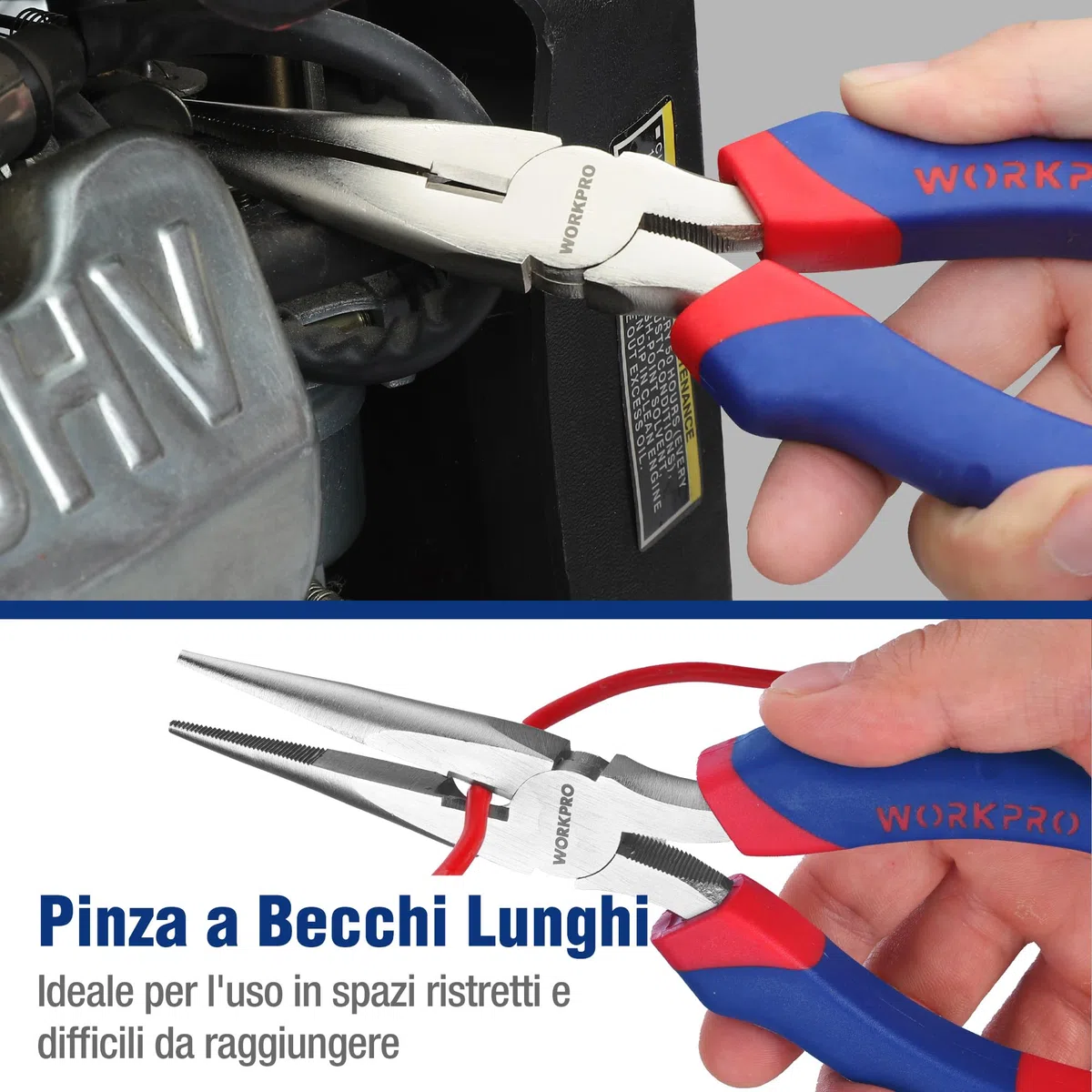 Workpro - Set di pinze e chiavi con impugnatura morbida, 5 pezzi