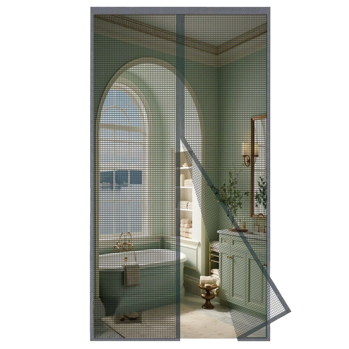 MAGICDOOR Zanzariera Magnetica Vetroresina 110x240cm, Apertura Centrale Zanzariere Magnetiche per Porte Finestre Maglia Fine Magnete Potente Tenda Zanzariera Porta per Camera da Letto Balcone-Grigio