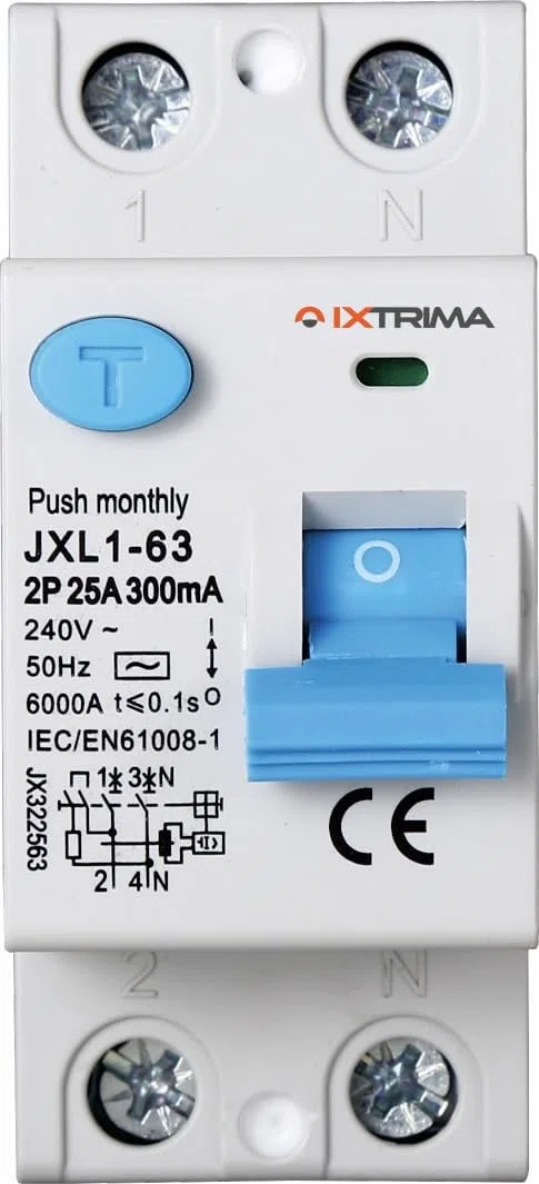 Interruttore Differenziale Puro 2P 25A 300mA 220V-6KA 300mA per Guida DIN - 2 Moduli DIN - Protezione Circuiti e Sicurezza Impianti