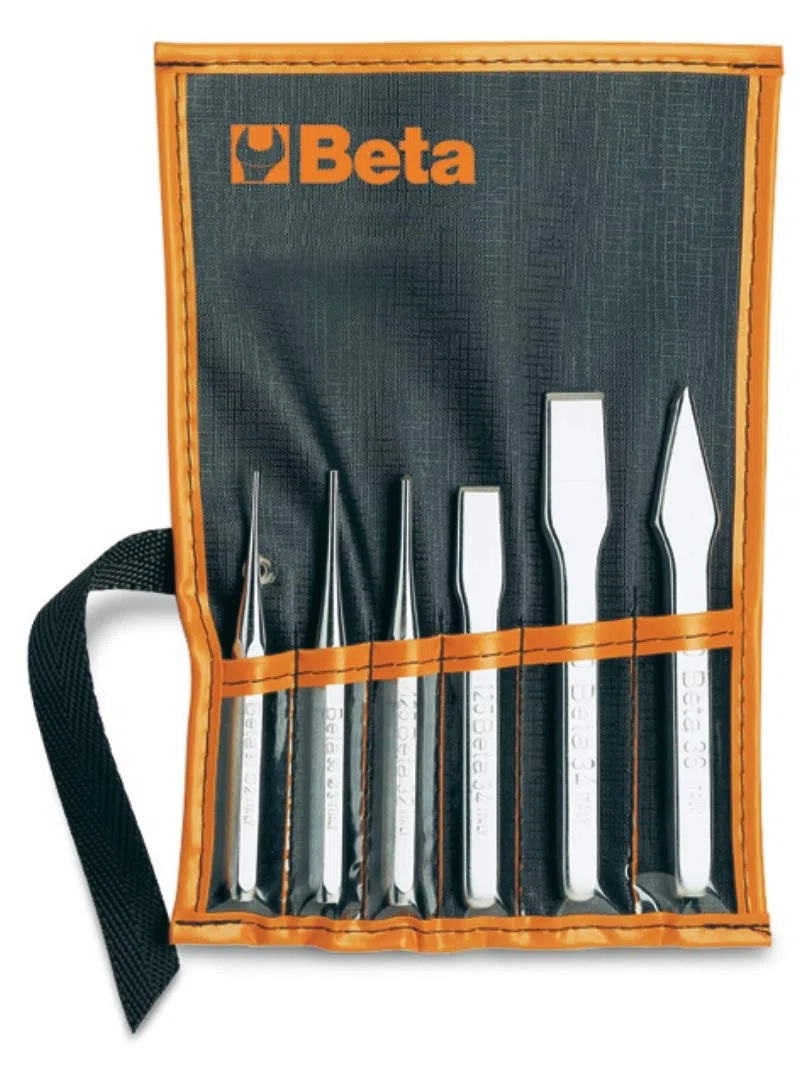 Beta 38/B6 - Set Costituito da 2 Punzoni, 1 Bulino, 2 Scalpelli Piatti e 1 Ugnetto - 6 Pezzi Totali