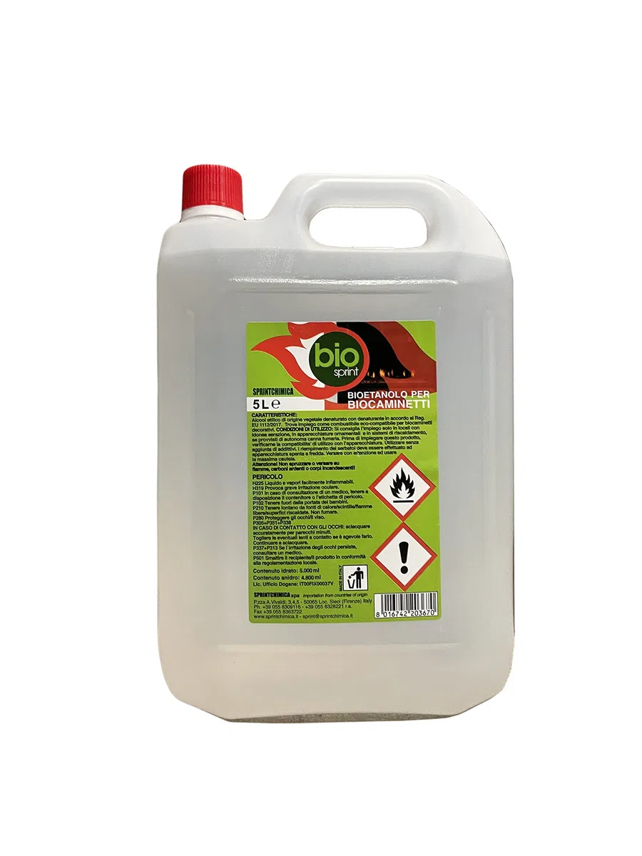 1X5LT BIOETANOLO COMBUSTIBILE Liquido Ecologico Naturale INODORE Camino Sprint