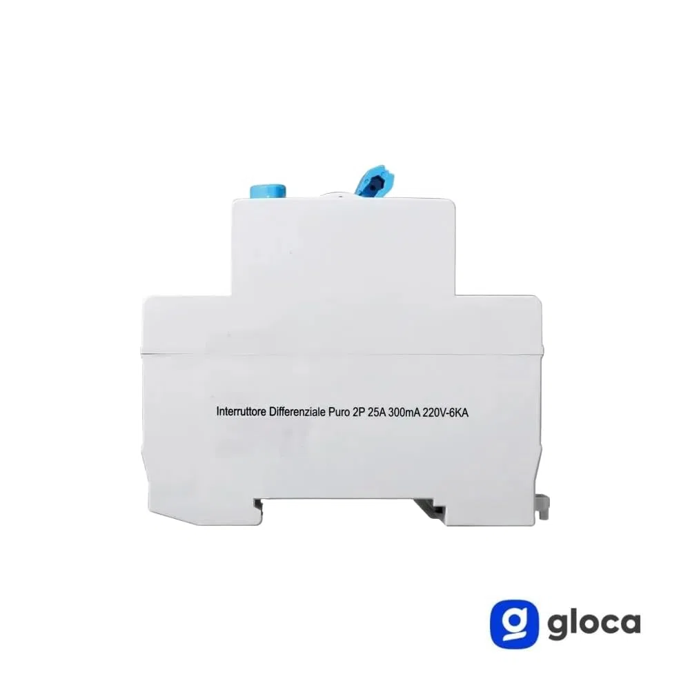 gloca Interruttore Differenziale Puro Salvavita 2P 300mA 220V-6KA 2 Moduli DIN (25 Ampere)