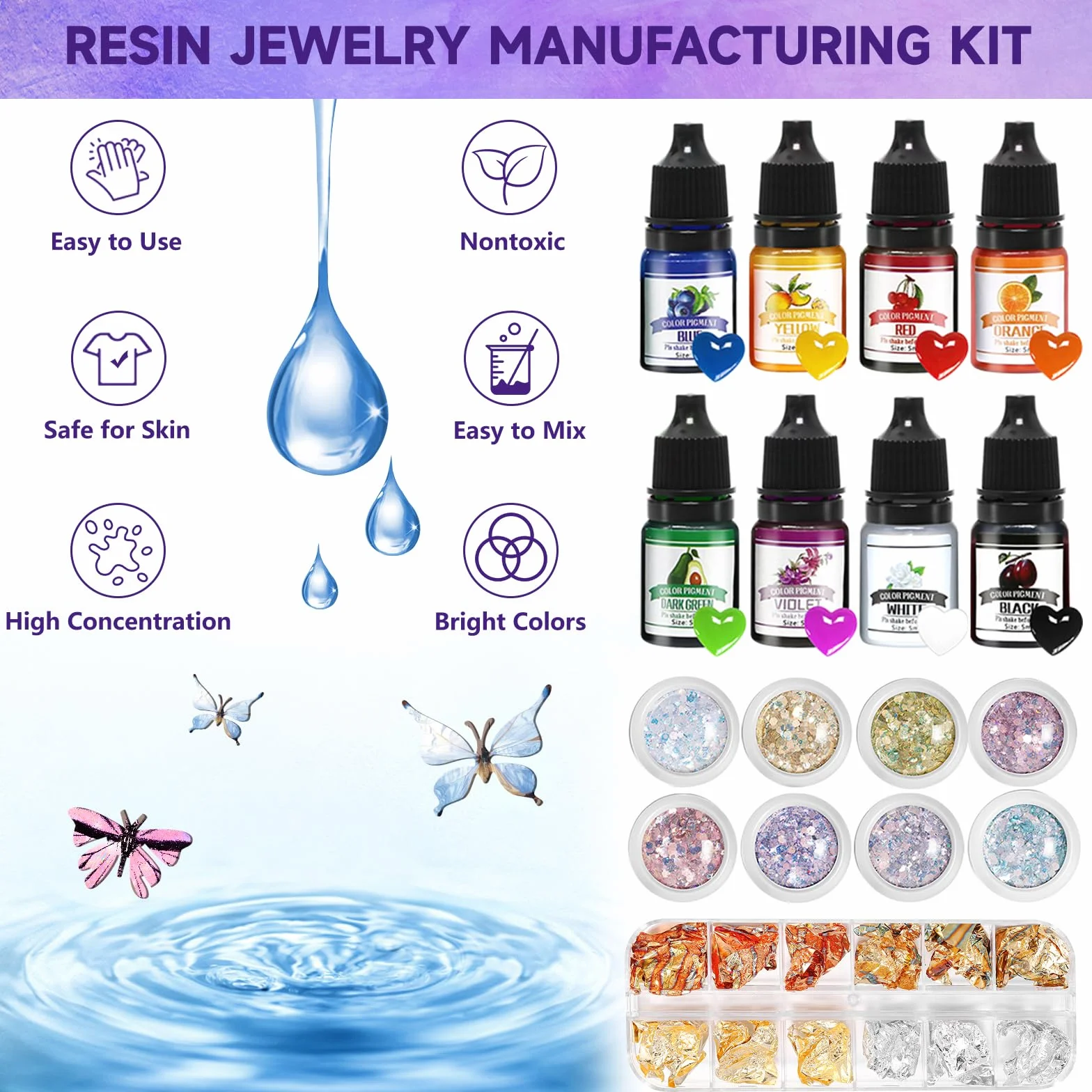 Resina Epossidica Trasparente Kit 600ml Colla Resina Epoxy con Indurente,Kit Resina Epossidica Completo Adatto per la Creazione di Gioielli, Fai da Te, Pendenti per Collane