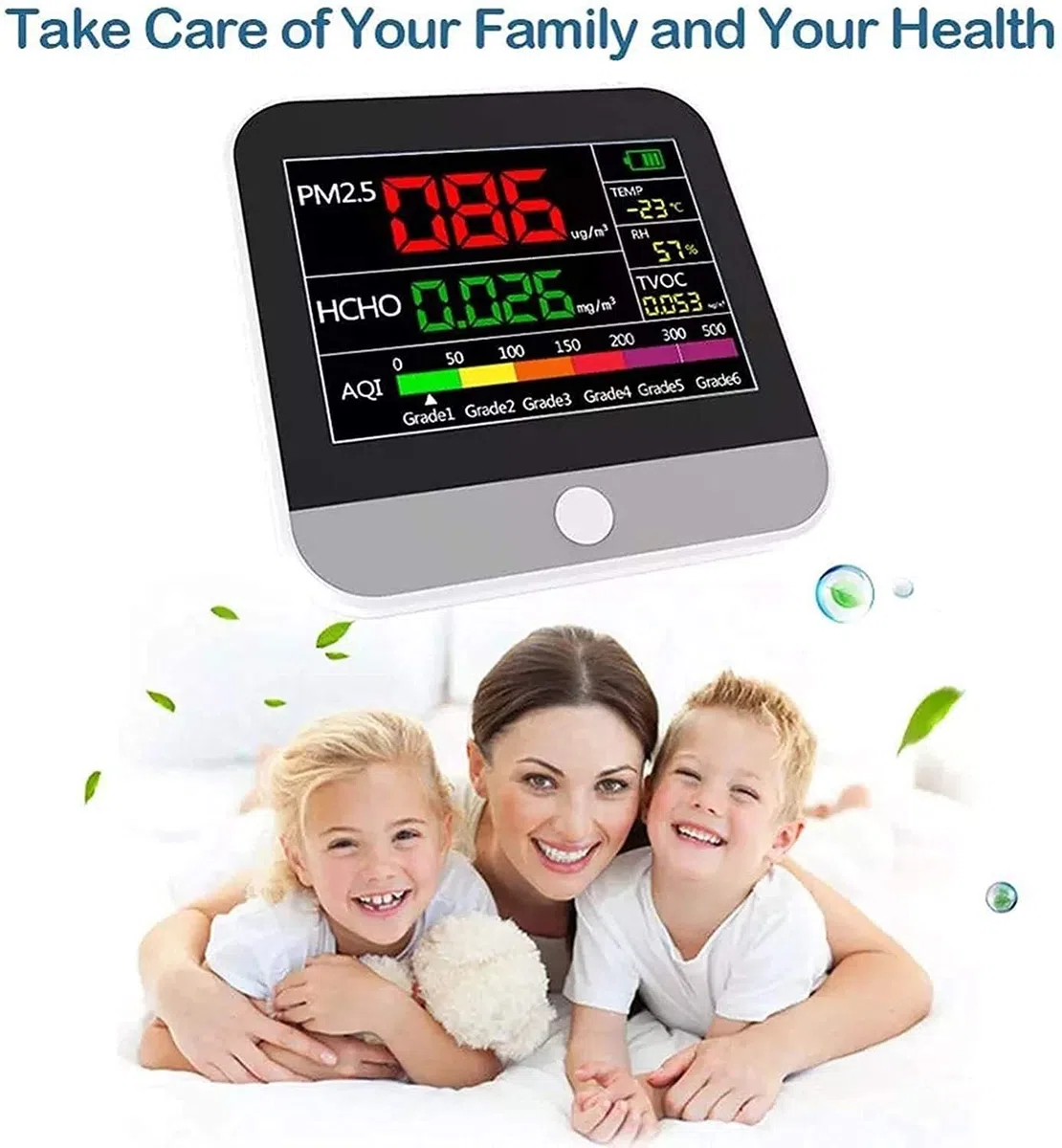 PM2.5 Formaldeide (HCHO) TVOC Tester Detector Monitor di qualità dell'inquinamento atmosferico Temp/Hum Misuratore diagnostico Durevole