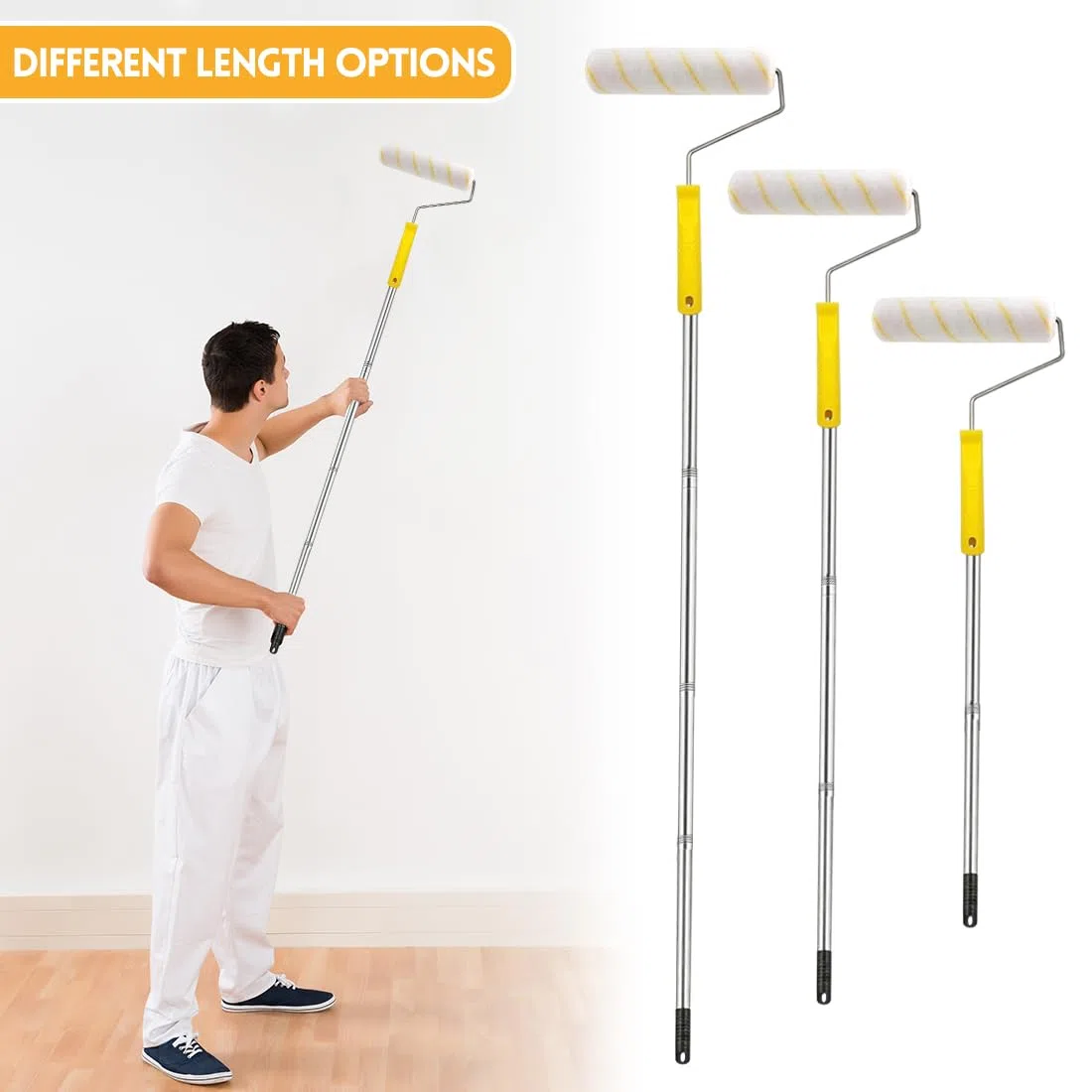 18 pezzi Rullo per Vernice Rulli per pittura Set, Rullo per Pittura Allungabile, Rullo per Vernice per Pittura Murali Set Professionale con Asta Telescopica 30-120 cm, er Pitture per Pareti e Facciate