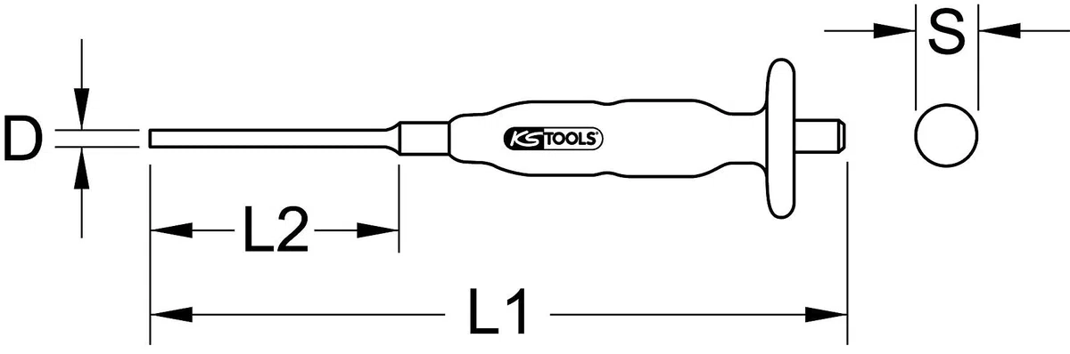 KS Tools 156.0010 Cacciaspine con Impugnatura di Protezione, Diametro 10 mm, Tondo