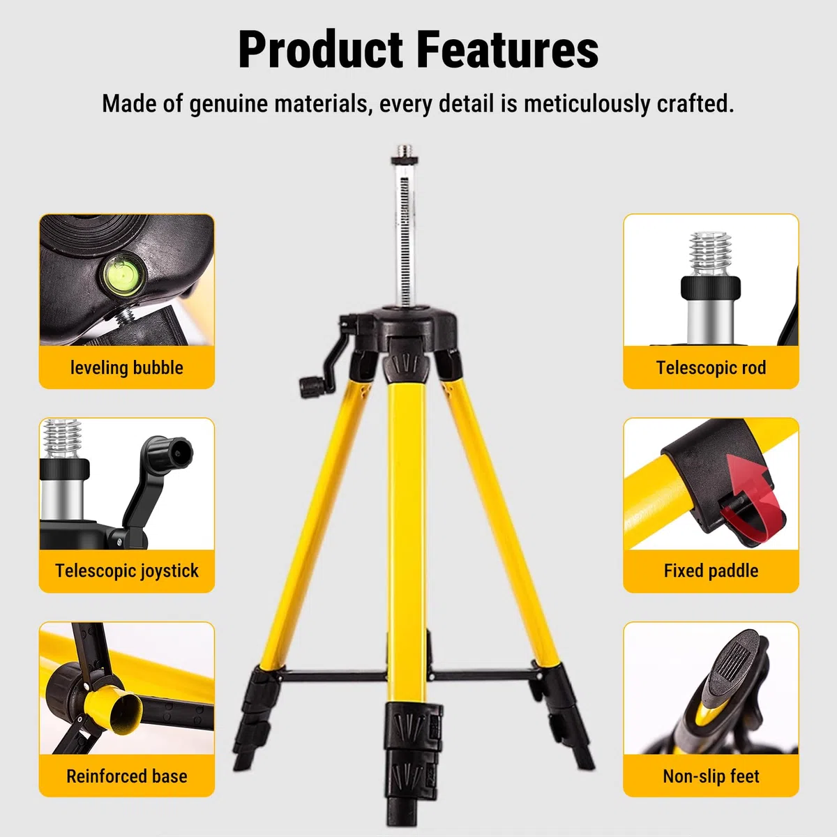 Treppiede per Livella Laser, Treppiedi Telescopico, 1m Supporto Regolabile per Livella Laser Autolivellante, Attacco Filettato da 5/8" per Vari Strumenti