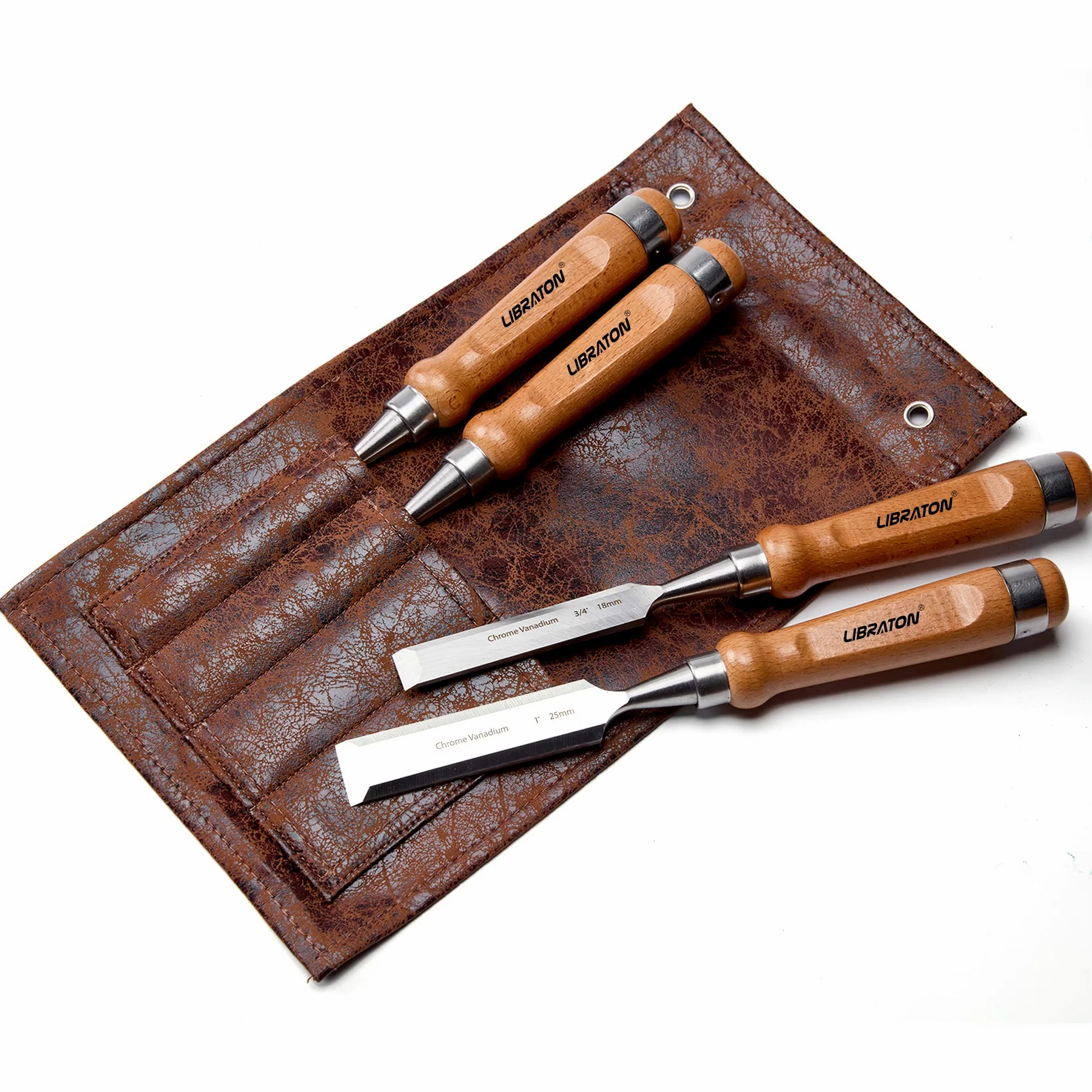 Libraton Set Scalpelli per Legno, 4 Pezzi da Falegname, Scalpello per Legno, Utensili per Legno, Utensili per La Lavorazione del Legno