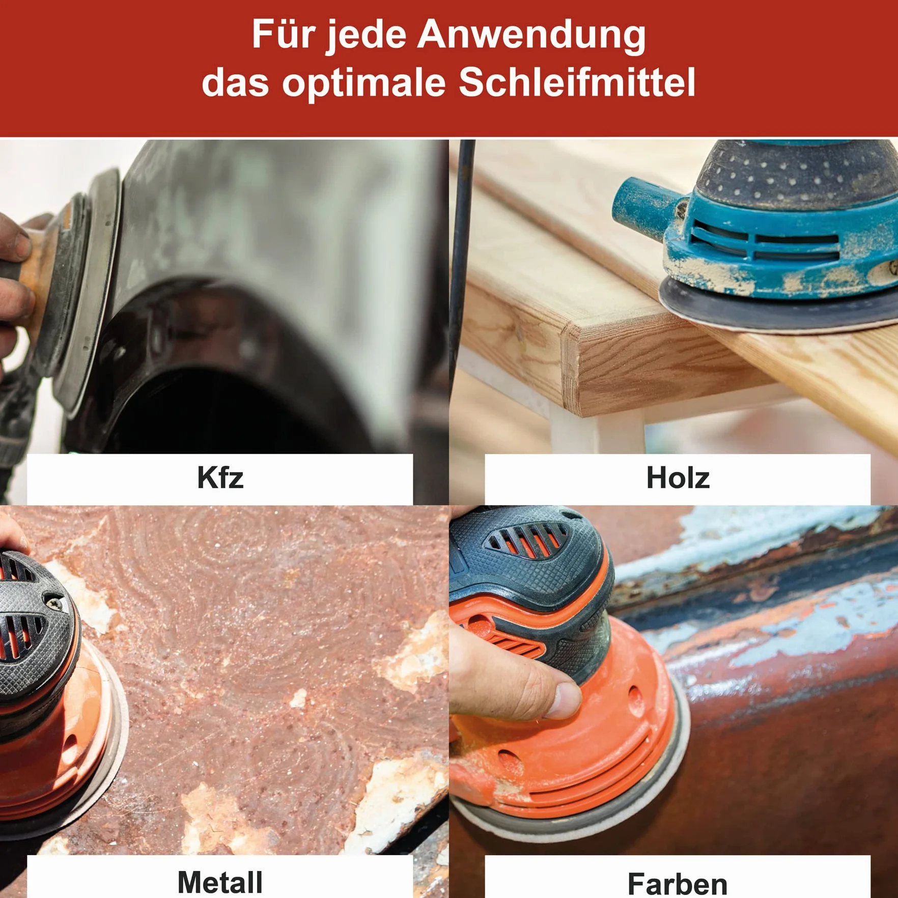 Woltersberger® 50 dischi abrasivi Ø 180 mm, grana P40, senza foro in rosso, per una levigatura ottimale, versatile