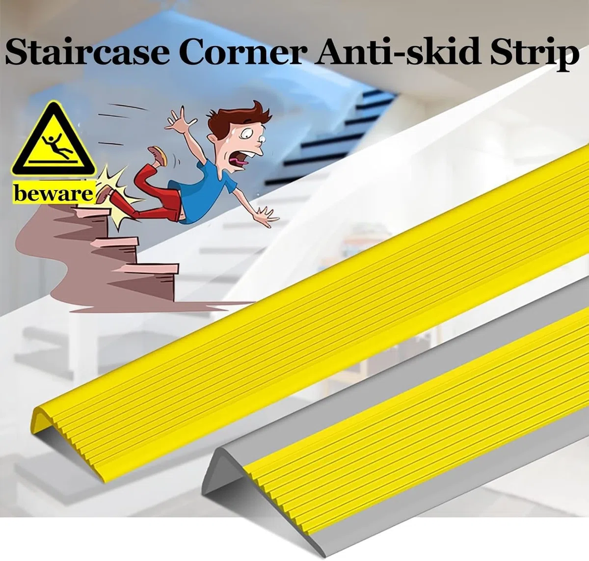 Profili Angolari per Bordi Strisce per terrazza, gradini per scale antiscivolo, striscia per bordi in vinile autoadesiva per scale antiscivolo per scale a toro, larghezza 2,5 x 5 cm LLIMEIDP250410(Col