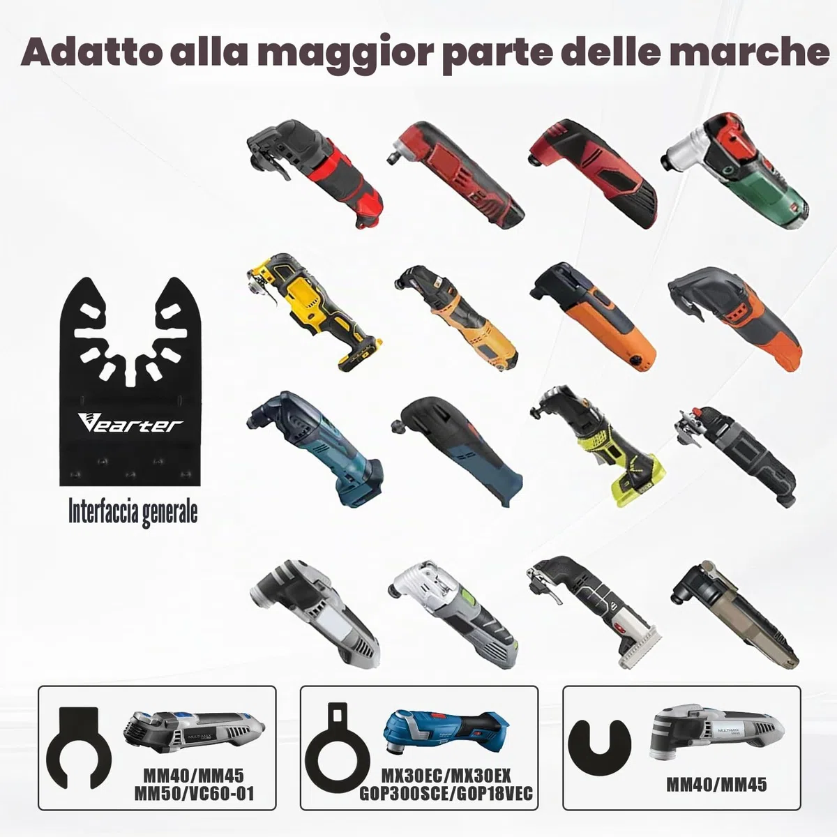 3 pezzi utensili diamantati multifunzione con adattatore, lame per sega multiutensile strumento oscillante per piastrelle di ceramica, mattoni forati, cemento, piastrelle morbide, muratura