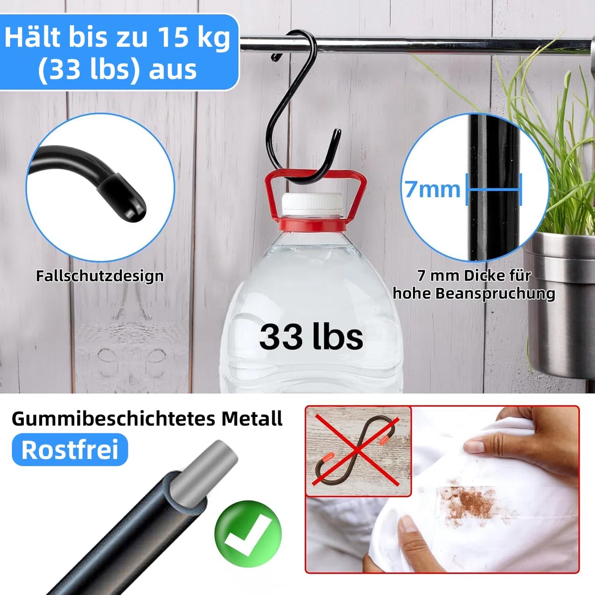 Antimbee Gancio a S Grandi, 12 Pezzi Ganci S per Appendere, Ganci a S in Metallo Resistente, Anti Ruggine Multifunzione per Utensili da Cucina, Ufficio, Armadio, Bagno, Camera, Officina, Giardino