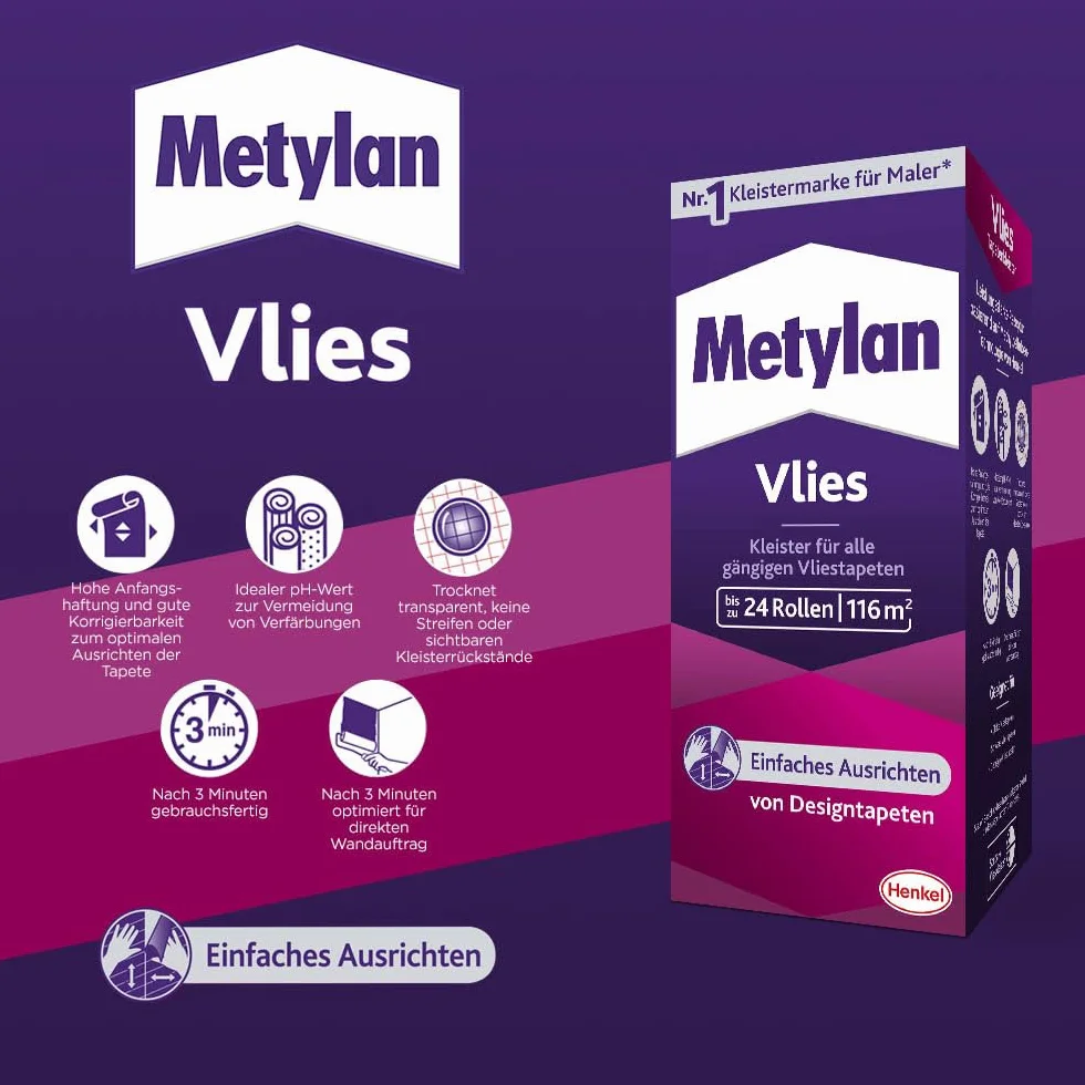 Metylan MPV15 - Colla per carta da parati in tessuto non tessuto, 360 g