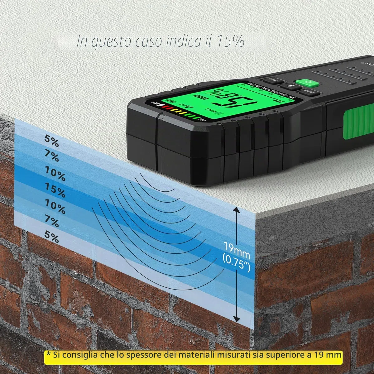 Misuratore di Umidità del Legno, Igrometro Digitale Professionale Rilevatore di Umidità per Legni, Muri e Pavimenti Tester di umidità Tester (MT28)