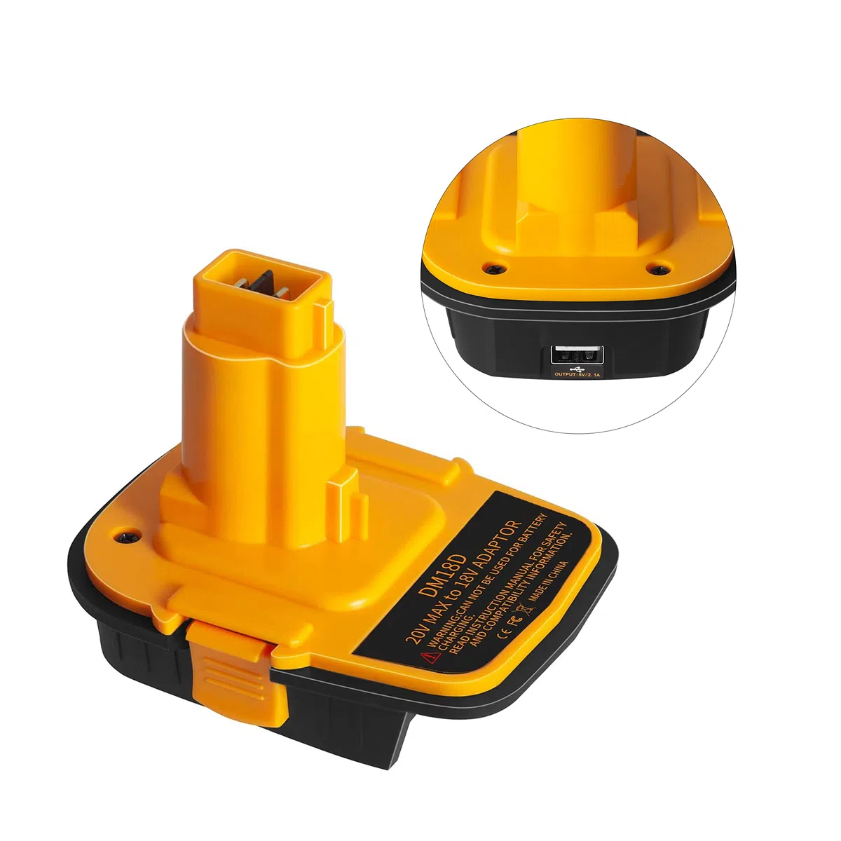 Adattatore batteria DM18D con USB, compatibile con strumenti Dewalt 18V. Converti per DeWalt 20V e per batteria al litio Milwaukee M18 a utensili a batteria NiCad e NiMh