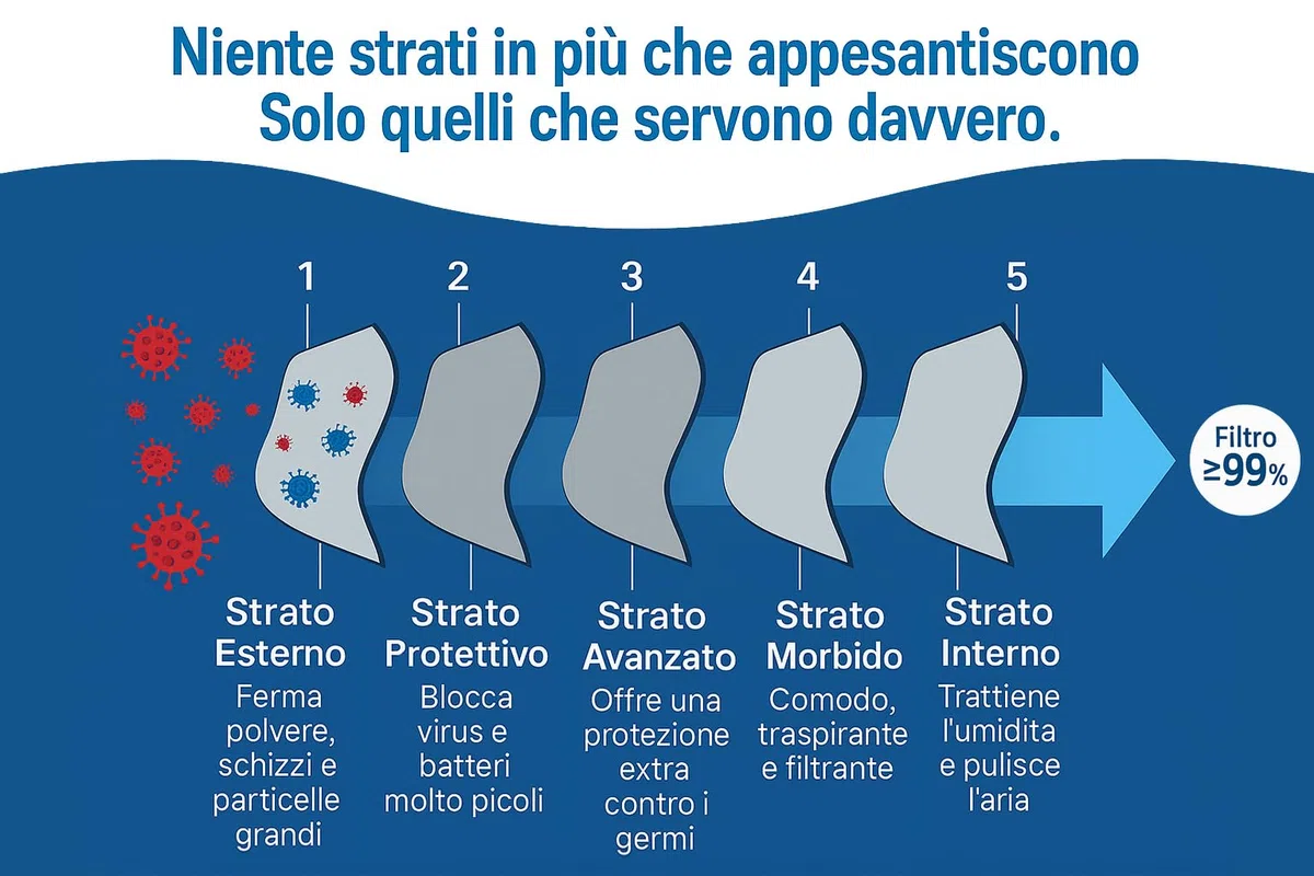 30 Mascherine FFP3 Certificate CE, Mascherina 5 Strati Senza Valvola, Maschera Facciale Protezione da Polvere e Antiparticolato, Protettiva con Alta Efficienza di Filtraggio BFE≥98, 30 Pezzi