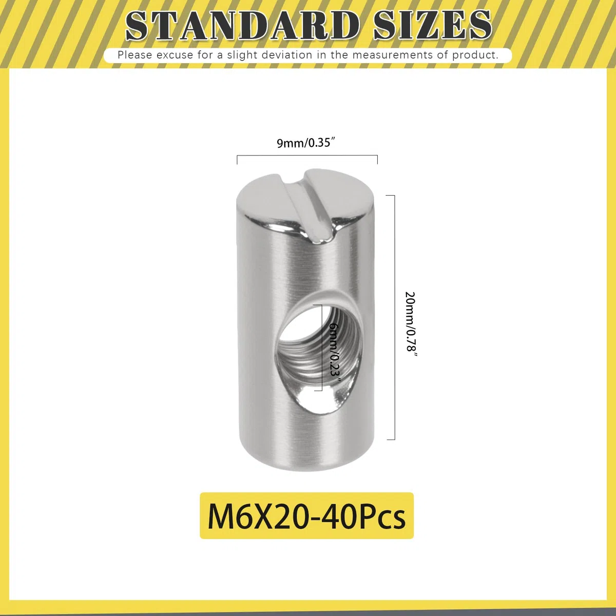 Metric M6 - Kit di supporto per dadi a barilotto (50, argento, 6 x 20 mm)